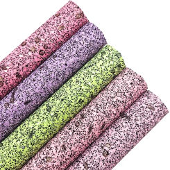 Pastel Colors Halloween Chunky Glitter Leather Vinyl Fabric Sheet Felt Backing Synthetic Leather Fabric Sheets Mini Rolls T635B