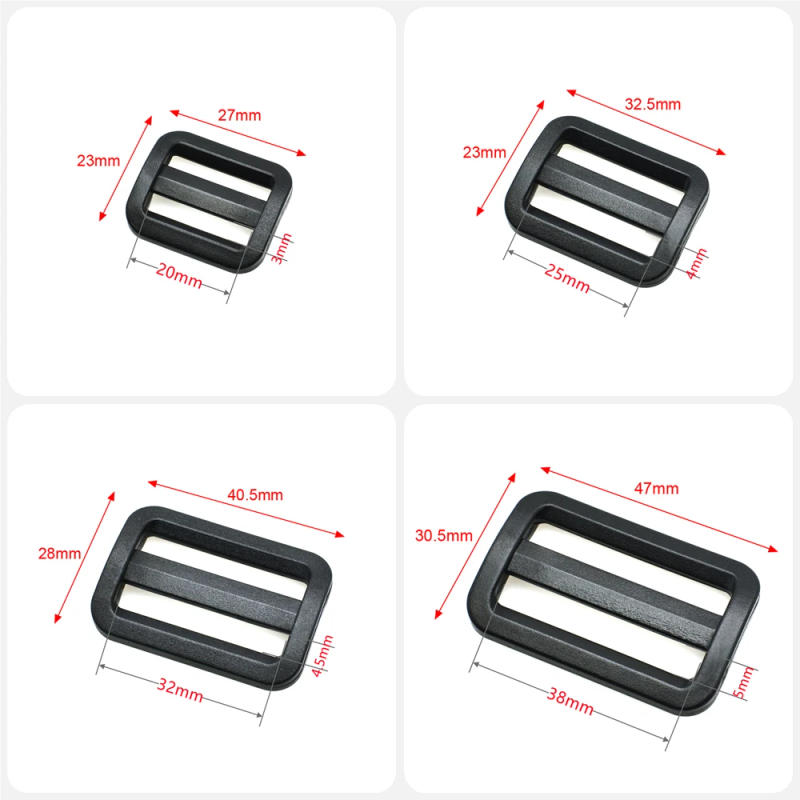 Description Picture 5 of item5 Pcs/Pack Black Ladder Lock/Tri-Glide Slider Plastic Buckles For Backpack Straps Webbing 20-38mm