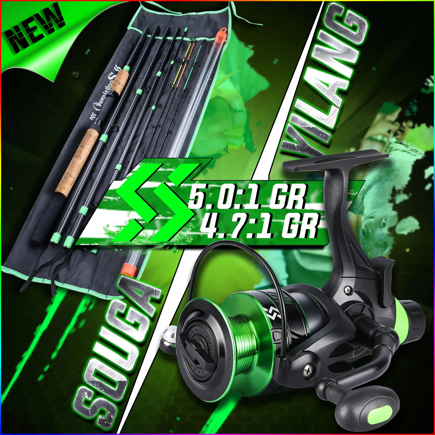 Description Picture 2 of itemSougayilang 3.0m Carp Fishing Combo L M H Power Feeder Rod and Spinning Reel with Free 500m Nylon Line Full Kit Pesca