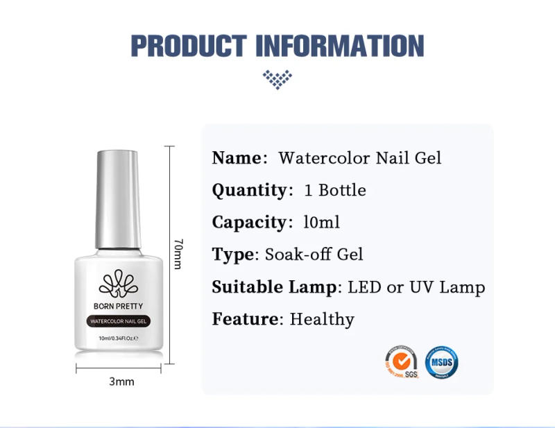 Description Picture 3 of itemBORN PRETTY Blossoming Gel Polish Nail Art Transparent Nail Polish Watercolor Smook Effect Soak Off UV Nail Art Paint Manicure