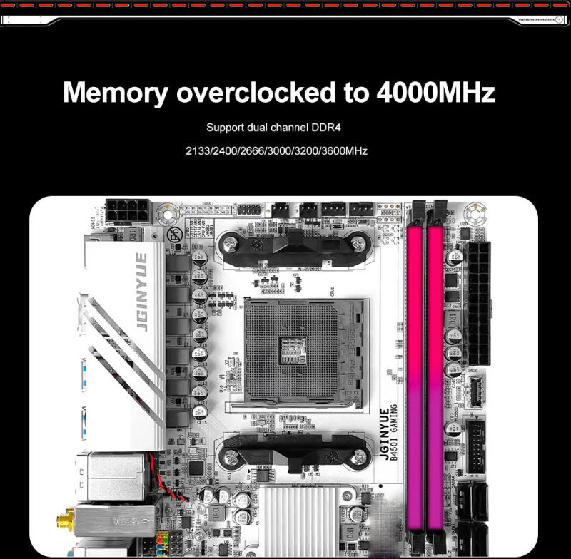 Description Picture 6 of itemJGINYUE B450 AM4 Mini ITX Motherboard supports AMD Ryzen 2000-5000 series DDR4 RAM Desktop PC 5600GT Combo WIFI B450i PLUS ARGB