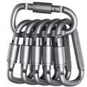 6pcs Backpack Carabiner Keychain Outdoor Camping Hiking Aluminum Alloy D-ring Snap Clip Lock Buckle Hook Climbing Tools