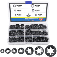 280Pcs Internal Tooth Starlock Push On Locking Washers Speed Clips Fasteners Assortment Kit