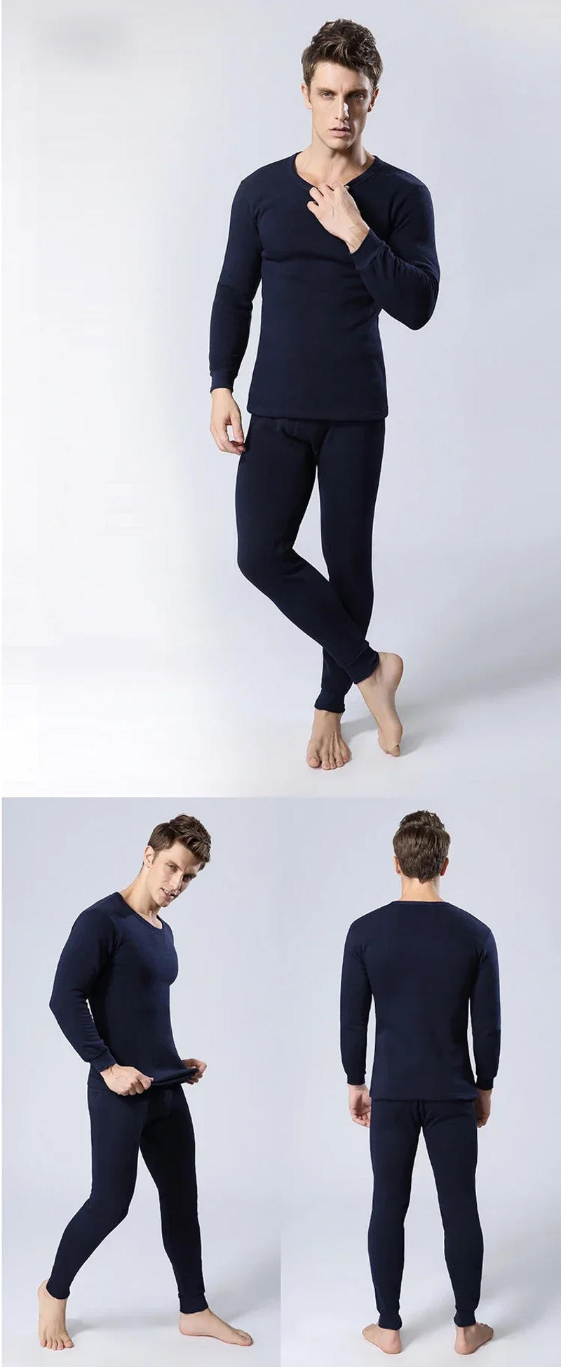 Description Picture 5 of itemThermal Underwear Sets Men Winter Long Johns Plus Velvet Thickening Inner Wear Fleece Keep Warm Lingerie Plus Size M-4XL