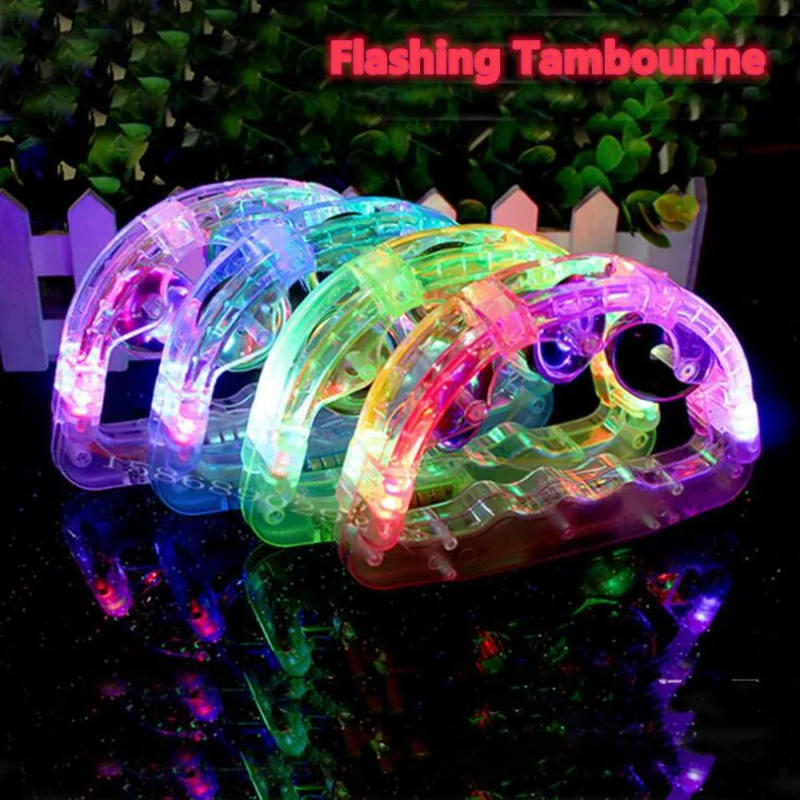 Description Picture 2 of item1pcs Flash Rattle LED Light Up Sensory Toy Flashing Tambourine Musical Instrument Shaking Toys Tambourine Random Color