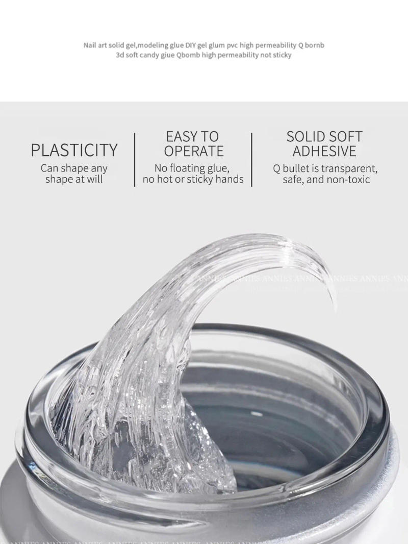 Description Picture 2 of item20g PVC Solid Gel 3D Fudge Carving Gel Nail Polish Soak Off Varnish Semi Permanent Uv Led Modeling Gel Transparent Glue