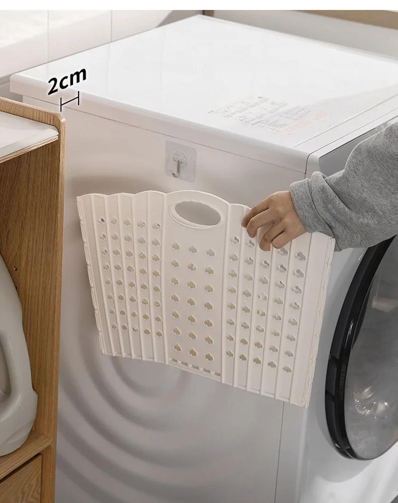 Description Picture 5 of itemFoldable Laundry Basket Save Space Washing Machine Hanging Dirty Clothes Storage Basket Mildew Proof Large Storage Basket