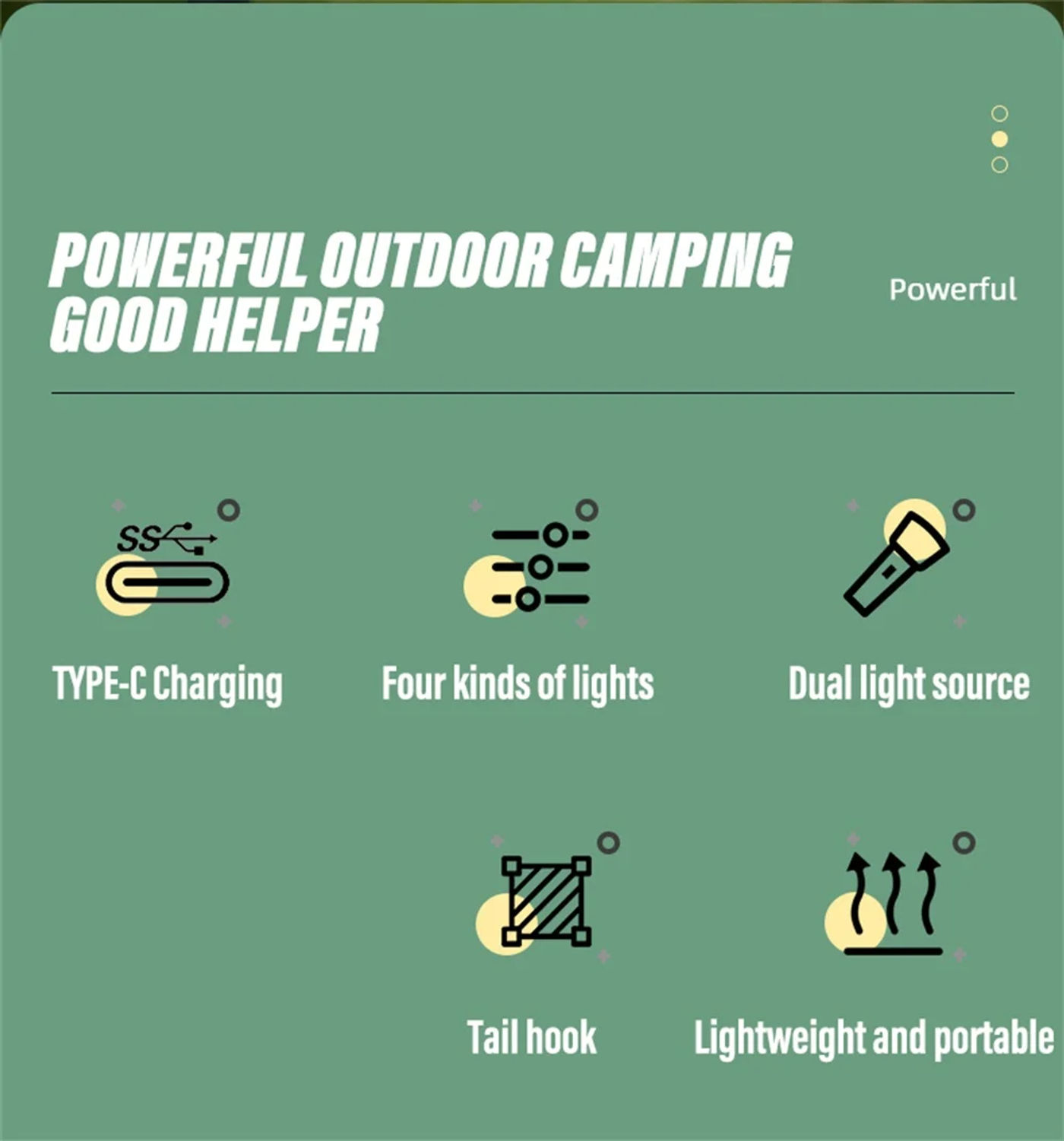 Description Picture 5 of itemSuper Bright XPE+LED Flashlight Portable Work Light Outdoor Searchlight Camping Light With Portable Hook(Dual Light Wick)