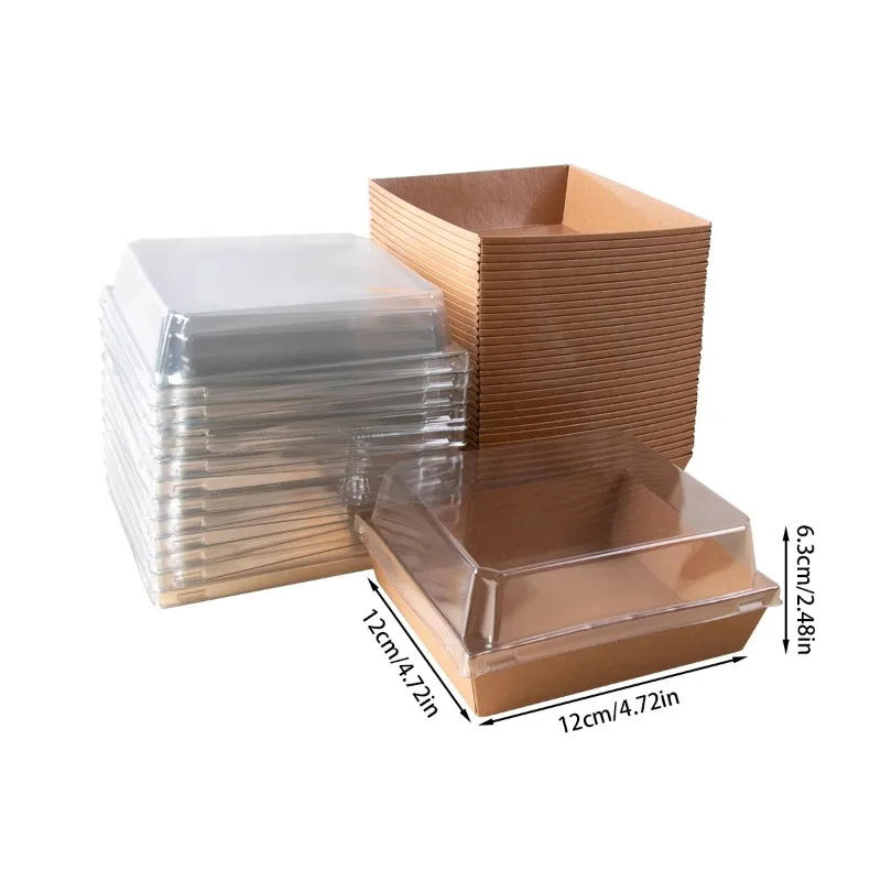 Description Picture 4 of itemNew Disposable Food Kraft Paper Cake Paper Charcuterie Boxes with Clear Lids Wedding Birthday Party Decor Supplies