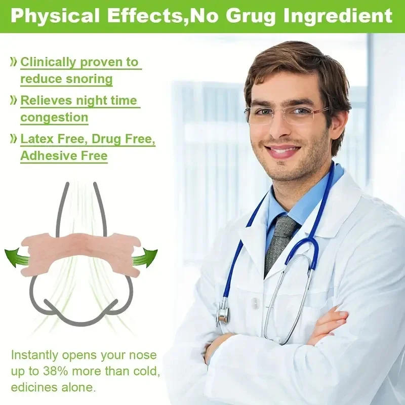 Description Picture 3 of itemBreath Nasal Strips Relieve Nasal Congestion Stop Snoring Nose Patch Good Sleeping Patch Product Easier Breath Sleep Aid