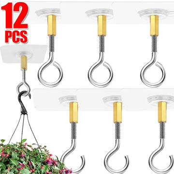 Self-Adhesive Ceiling Hooks Outdoor Garden Planter Flower Pot Hanging Bracket Hook Heavy Duty Wall Mounted Hanging Basket Hooks