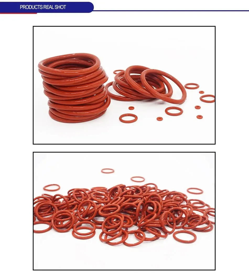 Description Picture 3 of itemThickness1.8mm CS Red VMQ silicon Rubber O-rings Seals Gasket Washer temperature resistant Waterproof soft silicone ring