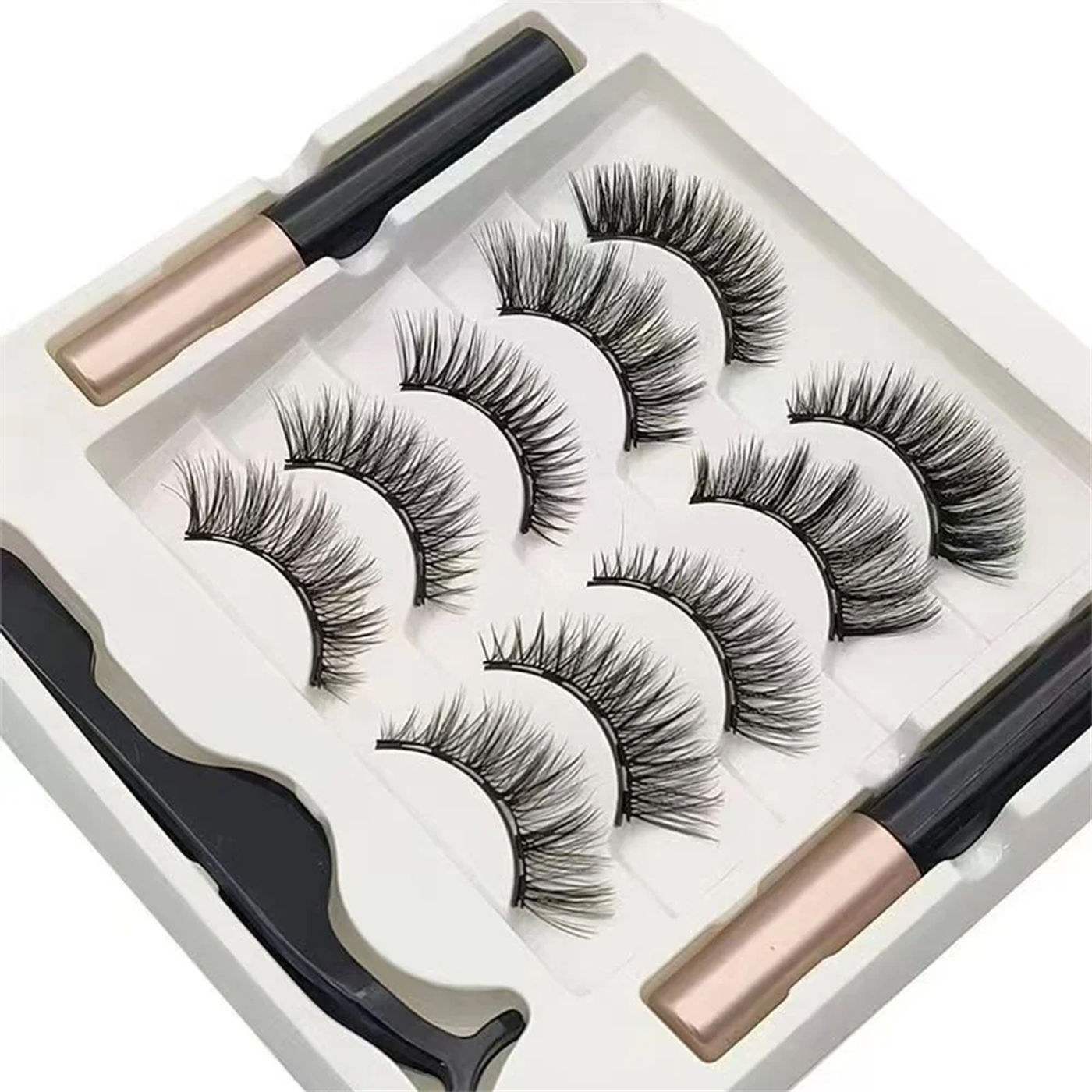 Description Picture 2 of item5 Pairs 5 Magnetic Eyelashes Eyeliner Tweezers Set 3D Mink Eyelashes Natural Artificial False Lashes