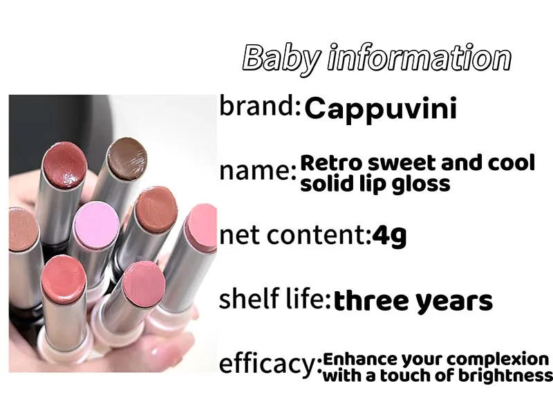 Description Picture 6 of itemPink Crystal Mirror Glass Solid Lip Gloss Round Tube Water Light Lipstick Clear Jelly Lip Glaze Nude Brown Moisturizing Lip Tint