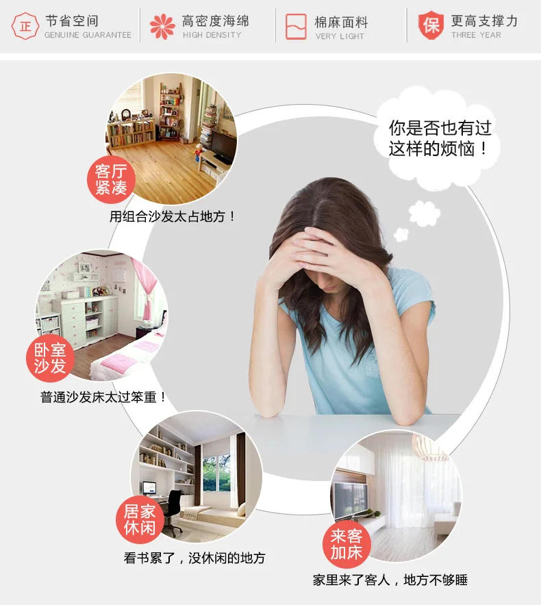 Description Picture 3 of itemFolding sofa bed dual-purpose single foldable living room small apartment double 1.2 study 1.5 meters multi-functional and simpl