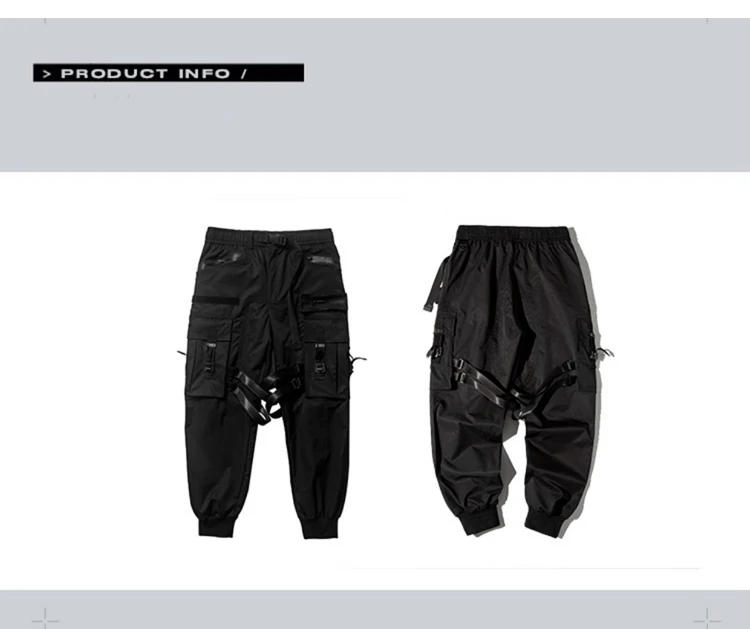 Description Picture 4 of itemAOGZ Ribbons Multi Pockets Casual Cargo Pants Joggers Pants Techwear Pants Men Women Leggings Tactical Pants Japanese Streetwear