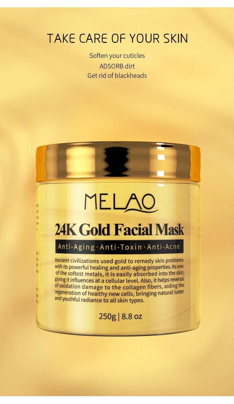 Description Picture 5 of itemMELAO 24K Gold Face Mask Beauty Facemask Skin Remove France Golden Collagen Facial Moisturizing Masks