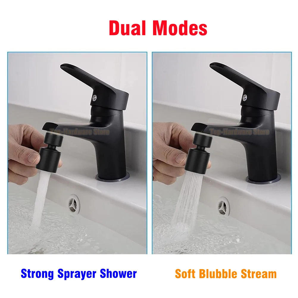 Description Picture 3 of item360 Degree Swivel Kitchen Tap Aerator Thread Adapter Chrome Splash-proof Water Saving Tap Bathroom Water Faucet Accessories