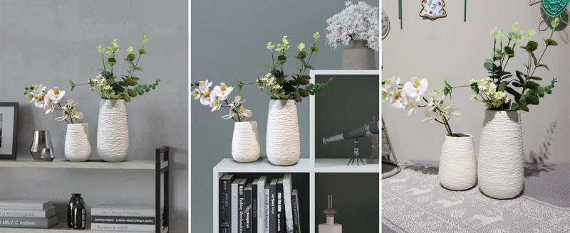 Description Picture 5 of itemWhite Stoneware Ceramic Vase Set Decorative Vase Desktop Decoration Indoor Home Decor for Living room Desktop Shelf gift for Mom