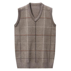 Men's sweater vest sleeveless knitted vest autumn and winter new casual fashion jacquard V-neck pullover knitted sweater