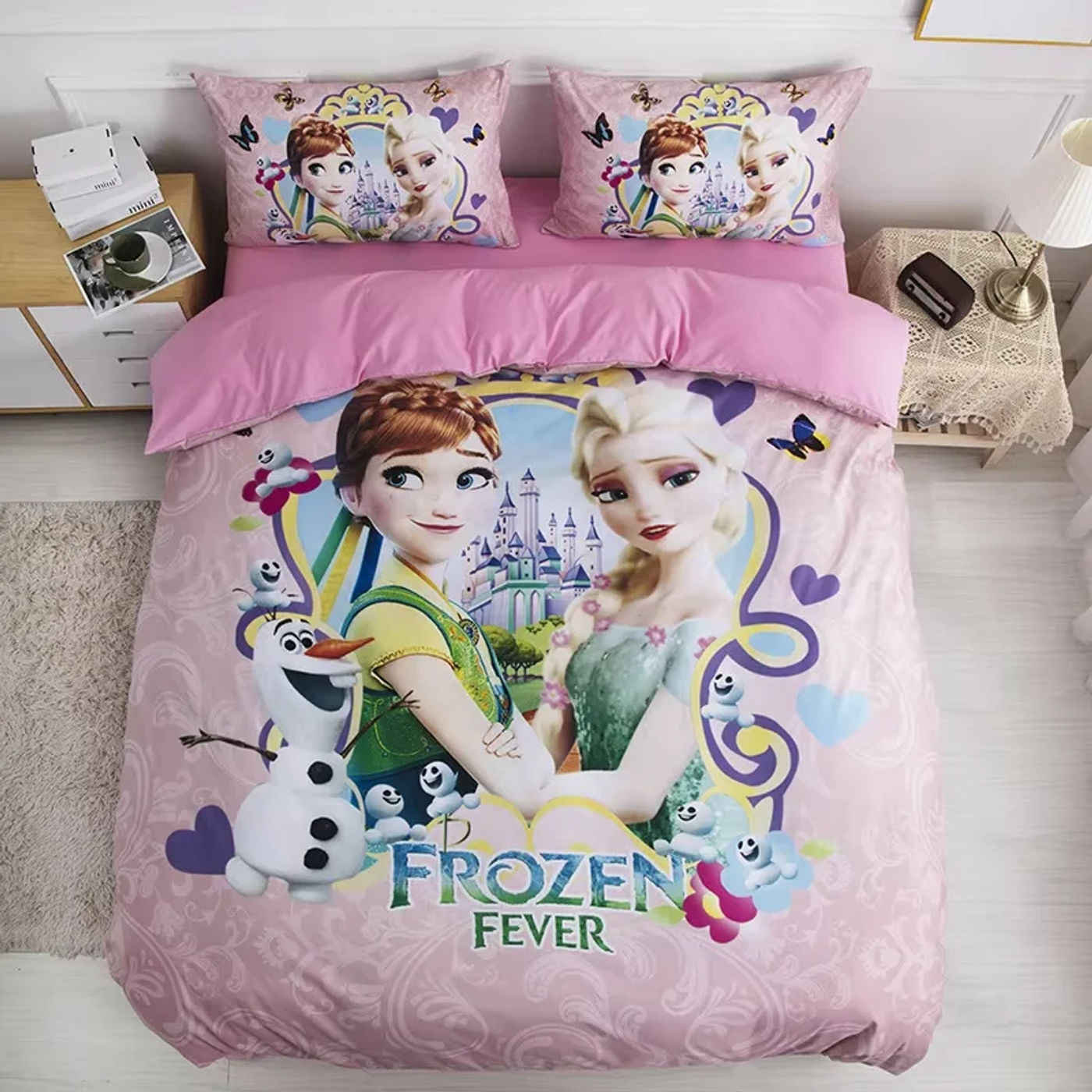 Description Picture 4 of item3D Frozen Comforter Cover Set For Kids Girls, Duvet Cover Single Queen King Bedding Set, Iconic Brand and Iconic Brand Princess Quilt Cover