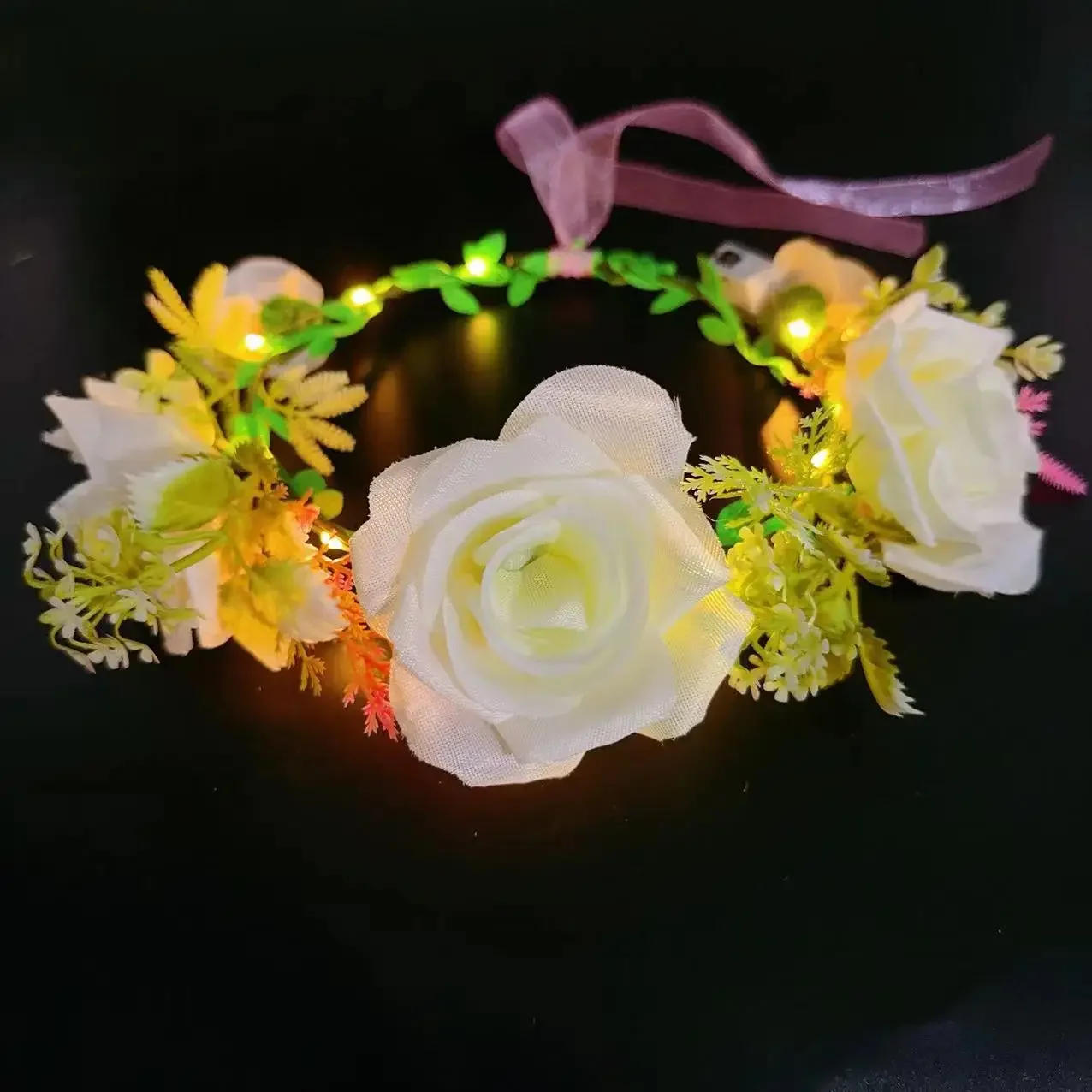 Description Picture 3 of itemLight Up Flower Crown Headband s  Glow Party Favors for Brides Bridesmaids Women Girls Wedding Festival