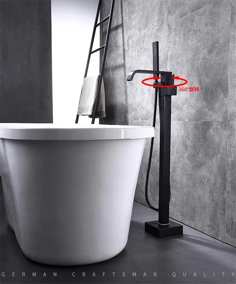 Description Picture 2 of itemBathtub Faucet + Handheld Shower Free Standing Rose Gold  Mixer Taps Floor or Wall Mounted Mixer