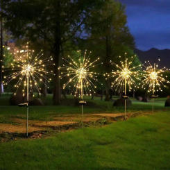 90 LED Solar Power Firework Lights Garden Decoration Fairy Lights Waterproof Outdoor Dandelion Lawn Lamp for Patio Garden Decor