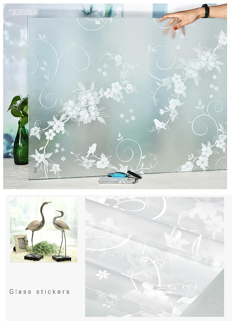 Description Picture 4 of item3D Matte Window Film Privacy Stained Glass Vinyl Self Adhesive Film Frosted Heat Insulation Window Sticker for Home Door