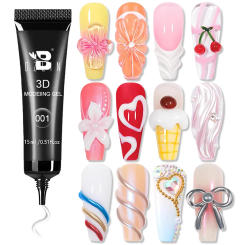 BOZLIN 15ml Nail Rhinestone Glue with 3D Modelling Nail Gel Nail Charm Glue Super Strong Nail Glue For Nail 3D Sculpting Gel