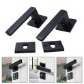 Modern Door Handle Lock Interior Bedroom Door Handle Lock Set Safety Home Room Door Hardware Black Aluminum Wood Door Lock