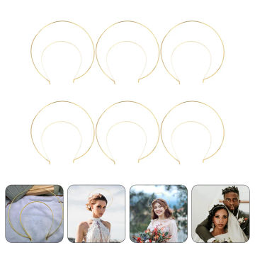 6 Pcs Tiara Crown Headband Festival Decors Preserve Color Metal Headbands for Women Hair Hoops Girl Props