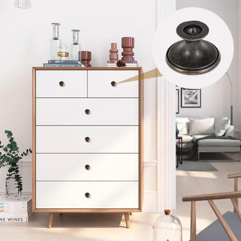 Description Picture 6 of item12Pcs Vintage Drawer Round Handle Zinc Alloy Cupboard Door Pull Knob for Furniture Kitchen Cupboard Closet Wardrobe