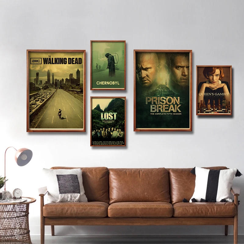 Description Picture 2 of itemVintage TV Movie Poster Film Kraft Paper Prints Posters Retro Wall Art Painting Bar Home Living Room Cinema Decoration Picture