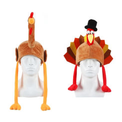 Plush Turkey Thanksgiving Turkey Hat Novelty Cooked Chicken Secret Santa Fancy Costume Dress Up Party Decoration