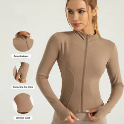 Jackets Women Coat Moisture Wicking Fitness Jackets Yoga Coat Women Shacket Stretchy Running Wear Slim Fit Sports Outerwear