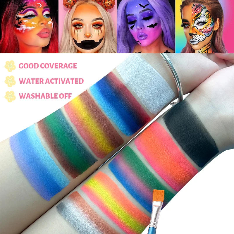 Description Picture 3 of item10 Colors Face Body Palette with Brushes and Palettes for Halloween,Christmas Body Painting,Easy to Clean, Effects Makeup Set