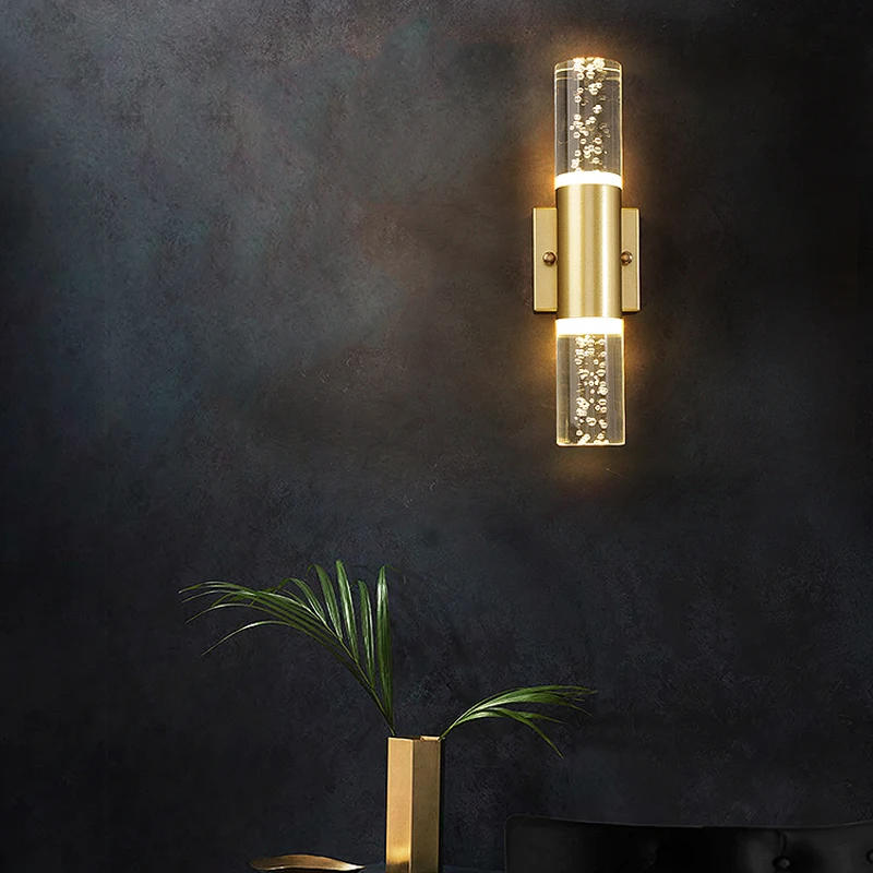 Description Picture 3 of itemDouble Head 6W LED Wall Lamp Modern Up Down Aluminum Crystal Bubble Wall Light Indoor Bedroom Living Room Corridor Decor Lights