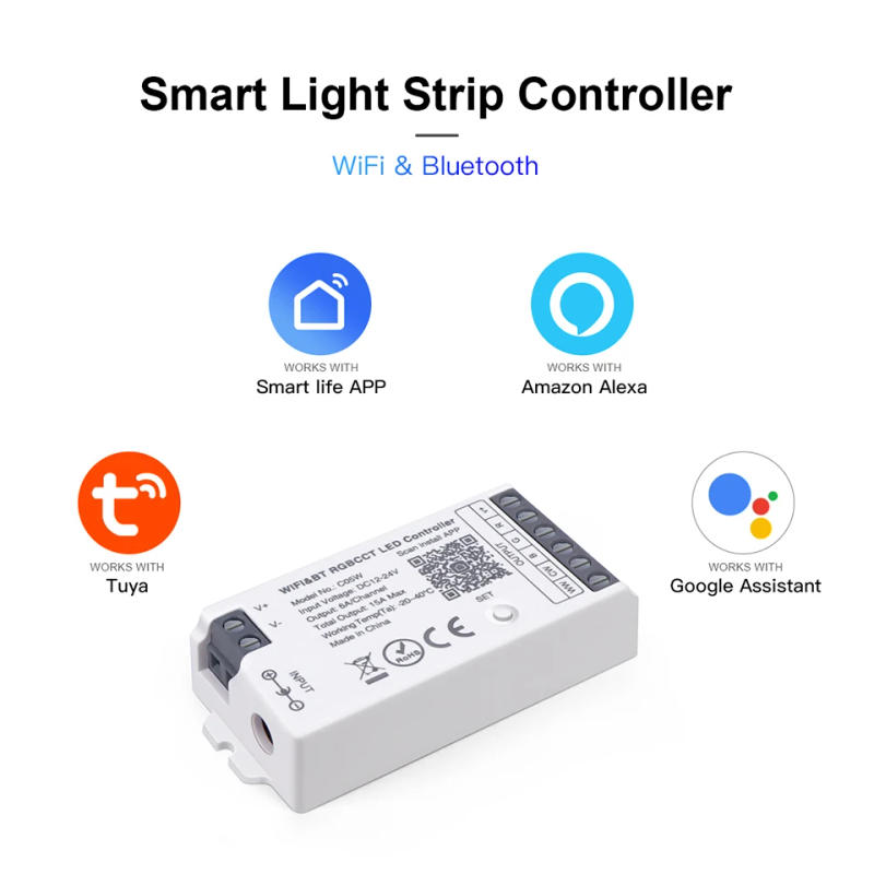 Description Picture 2 of itemTuya Smart WiFi CCT RGBW RGB Controller for LED Strip DC12V-24V Bluetooth Voice Remote Control Dimmer Switch Alexa Google Home