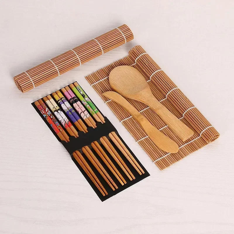 Description Picture 2 of item9PCS/set Sushi Making Kit Bamboo Sushi-Mat DIY Bamboo Sushi Maker Set Sushi-Curtain Rice Sushi Making Kits Roll Cooking Tool