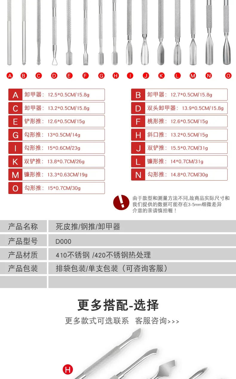 Description Picture 3 of item1/2Pcs Stainless Steel Nail Cuticle Pushers Manicure Polish UV Gel Remover Triangle Stick Rod Pusher Pedicure Nail Art Tool