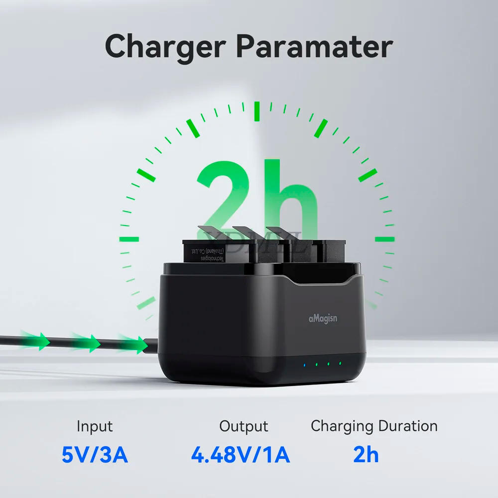 Description Picture 6 of itemBattery Charging Hub For DJI Action 5 Pro Fast Charging Station LED Charger Stand With Cable For Action 5 Pro Camera Accessories