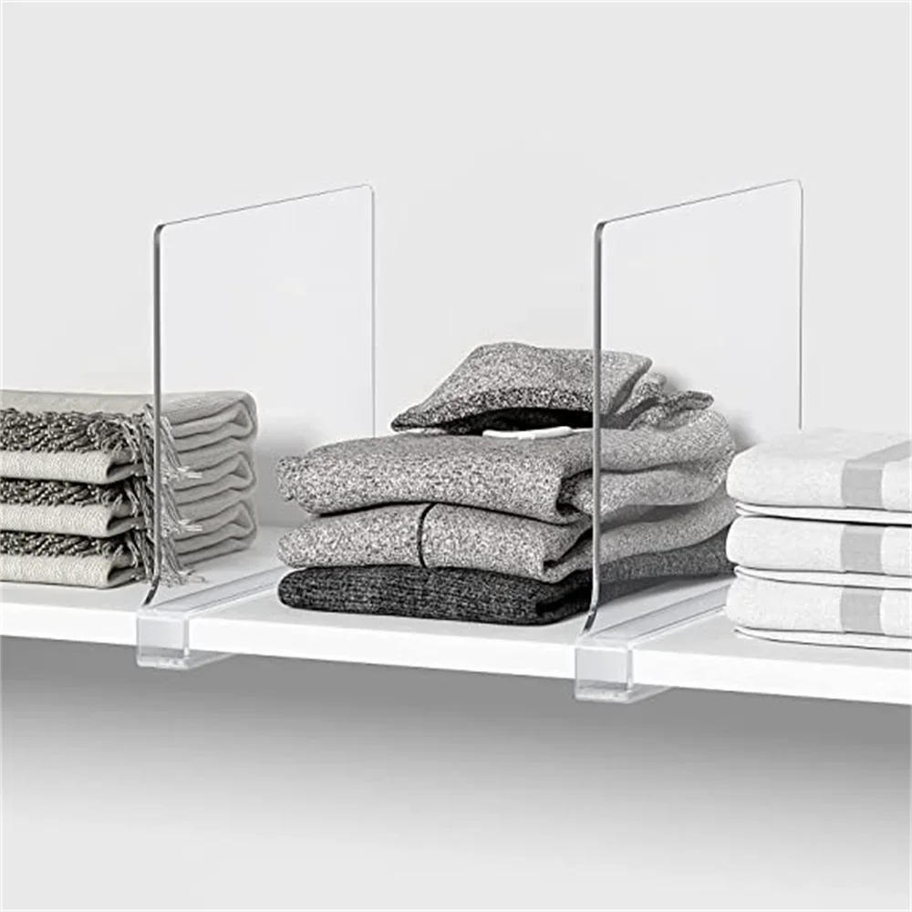 Description Picture 4 of item1 Pcs Clear Acrylic Closet Shelf Bookcase Divider Home Use Wardrobe Shelf Bookcase Divider Baffle Commodity Storage