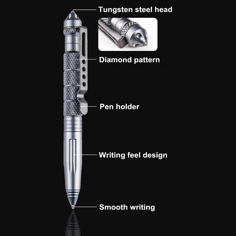 Description Picture 4 of itemPortable Tactical Pen Self Defense Pen Aviation Aluminum Emergency Glass Breaker Pen Security Protection Survival EDC Multitool
