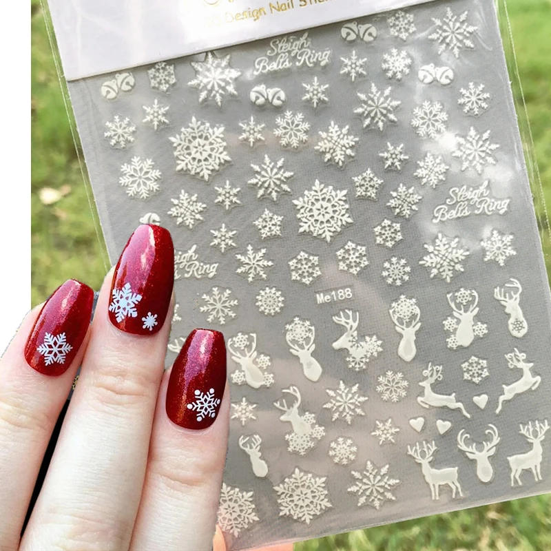 Description Picture 6 of item3d Nail Art Stickers Christmas Winter White Snowflake Xmas Trees Bells Decals For Nails Decoration Manicure Salon Beauty