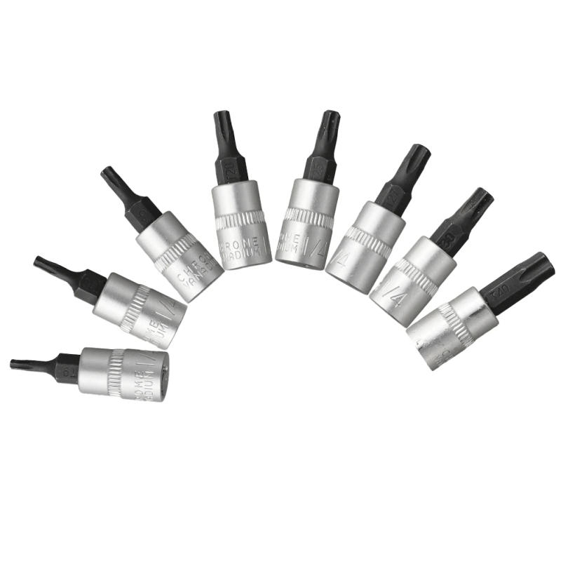Description Picture 5 of item8pcs Torx Bit Sockets Set 1/4 Inch Driver Socket Ratchet Socket Wrench Screwdrivers Hand Tools T8 T15 T20 T25 T27 T30 T40
