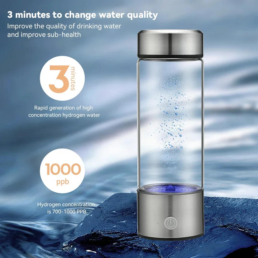 Description Picture 3 of item1Pc 2in1/3in1 450ml USB Charging Portable Hydrogen Water Generator 3 Minutes Mode High Concentration Hydrogen Water Generator