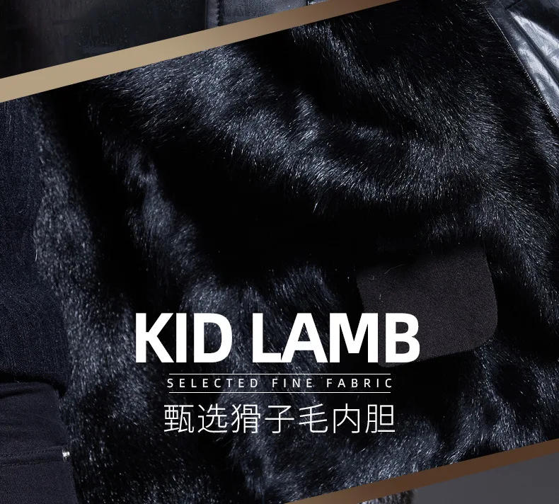 Description Picture 6 of itemGenuine Leather Coat Men's Mid Long Fox Fur Collar Lamb Fur Coats Male Fur Parkas Men Winter Clothing Chaquetas Para Hombre FCY