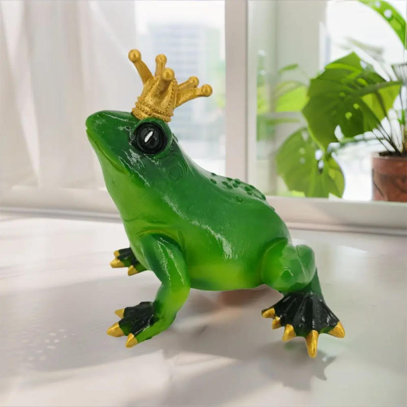 Description Picture 6 of itemGarden Ornament Wearing Crown Miniature Frog Statues Handmade Resin Material Frog Figurines Cute Frog Ornament Indoor Outdoor