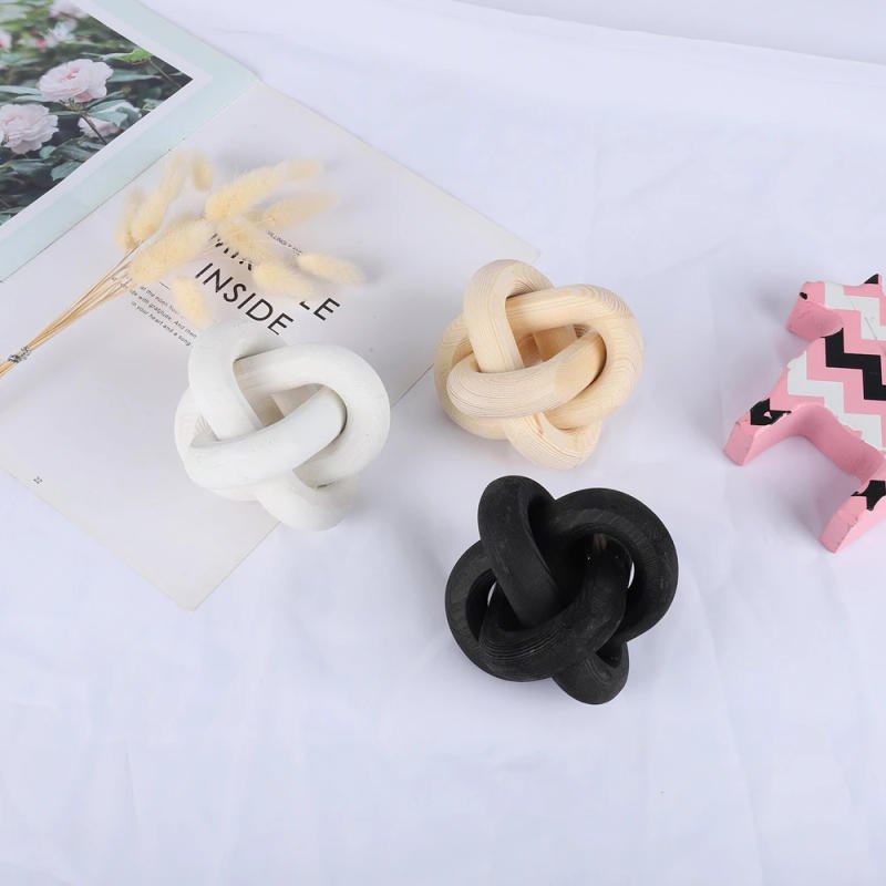 Description Picture 3 of itemBoho Style Wooden Chain Link Ball Decoration Hand Carved 3-Link Chain Art Craft Table Ornament Rustic Farmhouse Home Table Decor